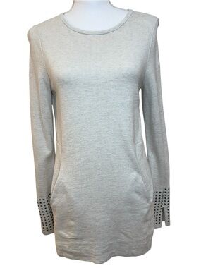 NIC+ZOE Light beige Long Sleeve Mini Dress with Stud Cuffs